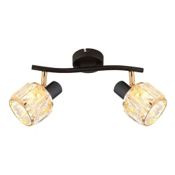 Lampa sufitowa Dubai listwa czarny 2x40W E14 klosz różowy złoty kryszt transp