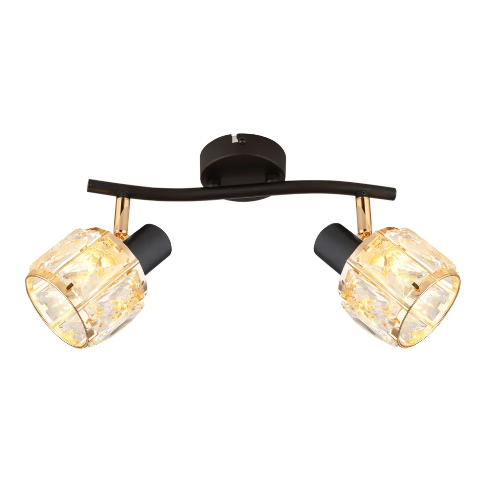 Lampa sufitowa Dubai listwa czarny 2x40W E14 klosz różowy złoty kryszt transp