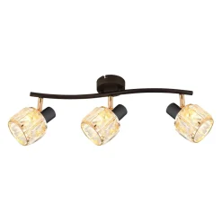 Lampa sufitowa Dubai listwa czarny 3x40W E14 klosz różowy złoty kryszt transp