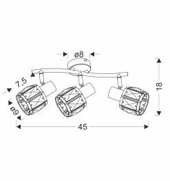 Lampa sufitowa Dubai listwa czarny 3x40W  E14 klosz różowy złoty kryszt transp