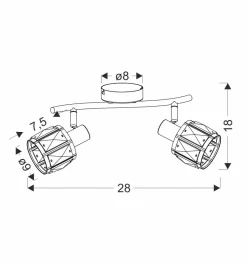 Lampa sufitowa Dubai listwa różowy złoty  2x40W E14 klosz złoty z kryszt transp