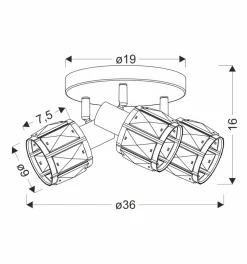 Lampa sufitowa Dubai plafon czarny 3x40W E14 klosz różowy złoty kryszt transp