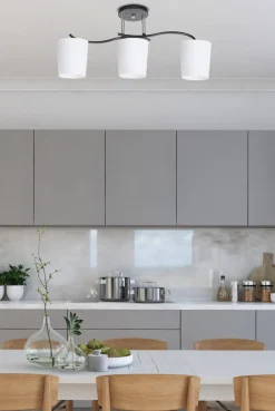 Lampa sufitowa Esnyr chromowy+czarny  3x40 E27 klosz biały