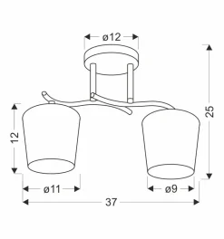 Lampa sufitowa Esnyr chromowy+czarny  2x40 E27 klosz biały