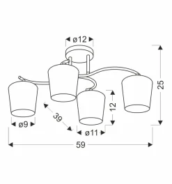 Lampa sufitowa Esnyr chromowy+czarny  4x40 E27 klosz biały