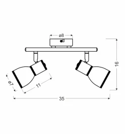 Lampa sufitowa Fido listwa 2x40W E14  biały+chrom