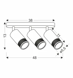Lampa sufitowa Flin listwa czarny 3x15W  GU10 klosz czarny+złoty