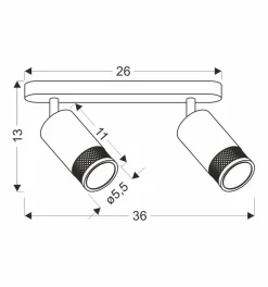 Lampa sufitowa Flin listwa czarny 2x15W  GU10 klosz czarny+złoty