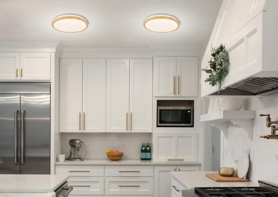 Lampa sufitowa Gandava plafon 18W LED 29cm biało drewniany 4000K