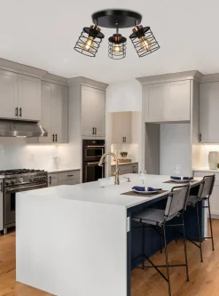 Lampa sufitowa Glob plafon czarny+złoty  3x40W E27 klosz czarny