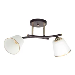 Lampa sufitowa Greco brunatny+złoty 2x40  E27 klosz biały
