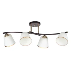Lampa sufitowa Greco brunatny+złoty 4x40  E27 klosz biały
