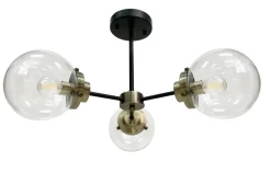 Lampa sufitowa Lens czarny+patynowy  3x40W E14 klosz bezbarwny