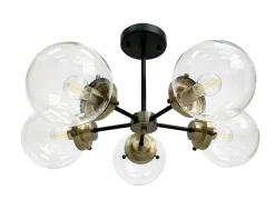 Lampa sufitowa Lens czarny+patynowy  5x40W E14 klosz bezbarwny