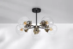 Lampa sufitowa Lens czarny+patynowy  5x40W E14 klosz bezbarwny