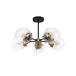 Lampa sufitowa Lens czarny+patynowy  5x40W E14 klosz bezbarwny