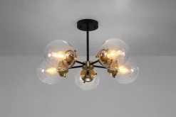 Lampa sufitowa Lens czarny+patynowy  5x40W E14 klosz bezbarwny