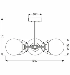 Lampa sufitowa Lens czarny+patynowy  5x40W E14 klosz bezbarwny