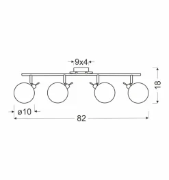 Lampa sufitowa Lentini listwa patynowy  4x40W G9 klosz bursztynowy