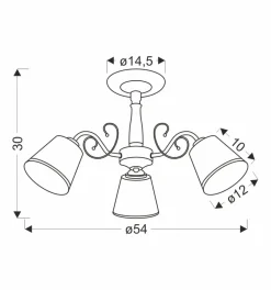 Lampa sufitowa Losanna patynowy 3x40W  E14 klosz biały z obwódką