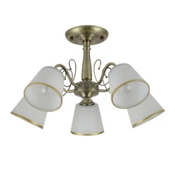 Lampa sufitowa Losanna patynowy 5x40W  E14 klosz biały z obwódką