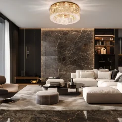 Lampa sufitowa MARANGA plafon złoty 10x10W E14 kryształy bezbarwne