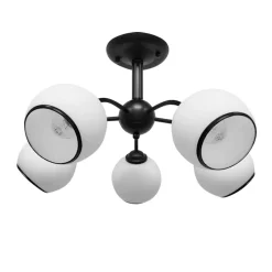 Lampa sufitowa Marinen czarny 5x40W E27 klosz biały z obwódką