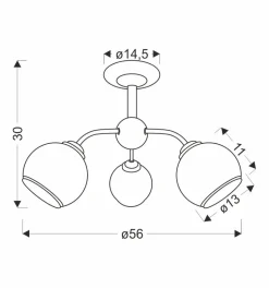 Lampa sufitowa Marinen czarny 3x40W E27  klosz biały z obwódką