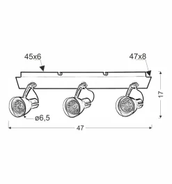 Lampa sufitowa Markus listwa 3x50W GU10  czarny+miedziany bez żarówki