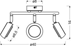 Lampa sufitowa Mild spirala 3x6W LED  szary 3000K