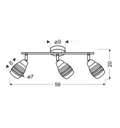 Lampa sufitowa Milton listwa 3x10W E14  chrom