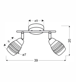 Lampa sufitowa Milton listwa 2x10W E14  chrom