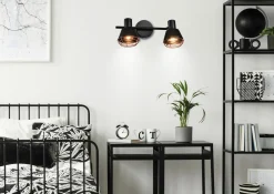 Lampa sufitowa Neria listwa czarny 2x40W  E14 klosz miedziany