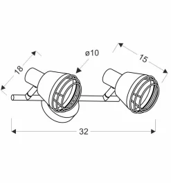 Lampa sufitowa Neria listwa czarny 2x40W  E14 klosz miedziany