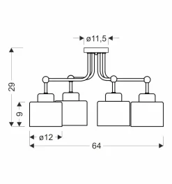 Lampa sufitowa Olena czarna 4x60W E27  klosz czarny