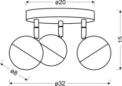 Lampa sufitowa Party plafon 3x3W LED rgb  główka okrągła 1e z przegubem kd system chrom