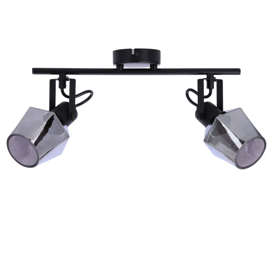 Lampa sufitowa Randi listwa czarny matowy 2x15W E14 klosz dymiony