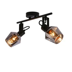 Lampa sufitowa Randi listwa czarny matowy 2x15W E14 klosz dymiony