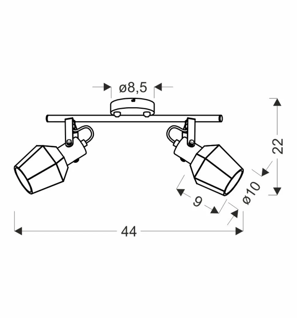 Lampa sufitowa Randi listwa czarny matowy 2x15W E14 klosz dymiony