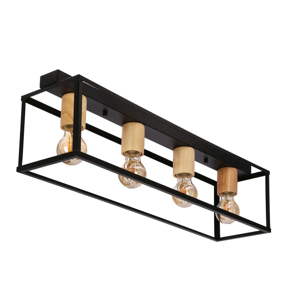 Lampa sufitowa Retro czarny 4x40W E27 klosz czarny