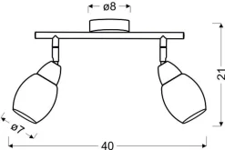 Lampa sufitowa Rico listwa 2x6W LED smd  główka okrągła 1e z przegubem kd system klosz wymienny