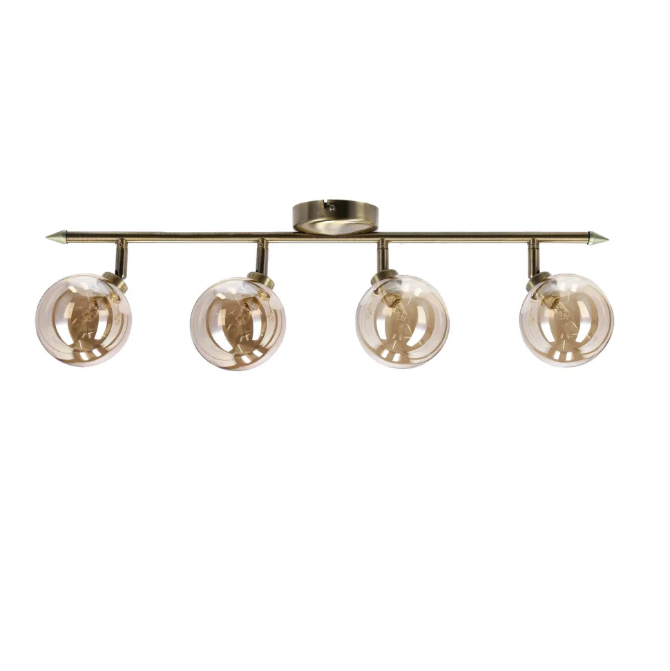 Lampa sufitowa Rodia listwa patynowy 4x40W G9 klosz bursztynowy