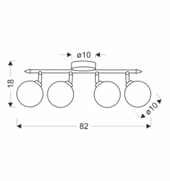 Lampa sufitowa Rodia listwa patynowy 4x40W G9 klosz bursztynowy