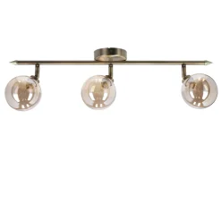 Lampa sufitowa Rodia listwa patynowy  3x40W G9 klosz bursztynowy