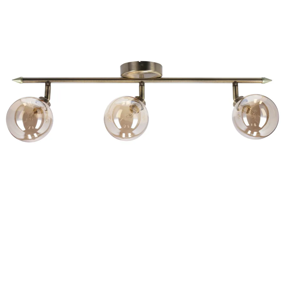 Lampa sufitowa Rodia listwa patynowy 3x40W G9 klosz bursztynowy
