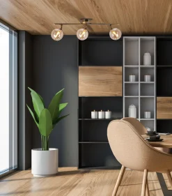 Lampa sufitowa Rodia listwa patynowy  3x40W G9 klosz bursztynowy