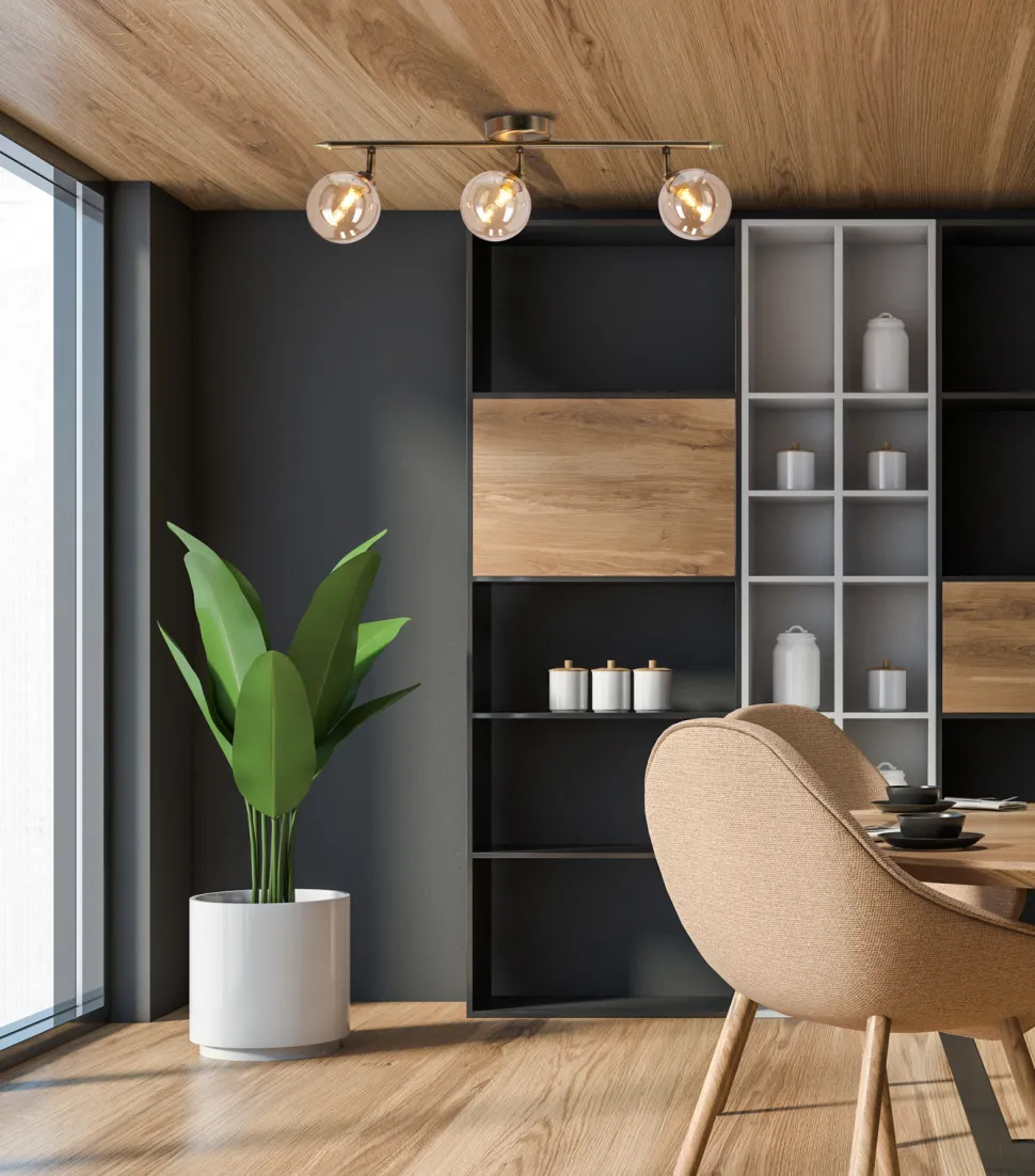 Lampa sufitowa Rodia listwa patynowy 3x40W G9 klosz bursztynowy