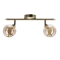 Lampa sufitowa Rodia listwa patynowy  2x40W G9 klosz bursztynowy