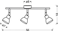 Lampa sufitowa Roy listwa 3x5W LED cob  główka okrągła 1e z przegubem kd system biały