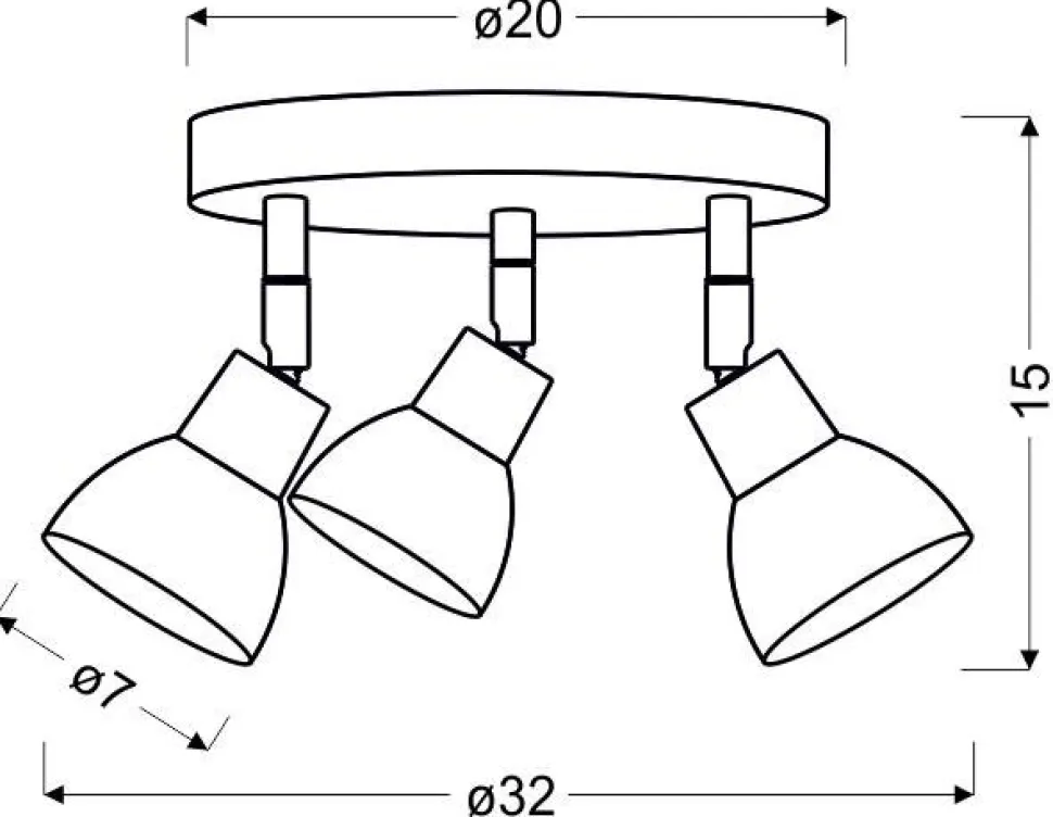 Lampa sufitowa Roy plafon 3x5W LED cob główka okrągła 1e z przegubem kd system biały